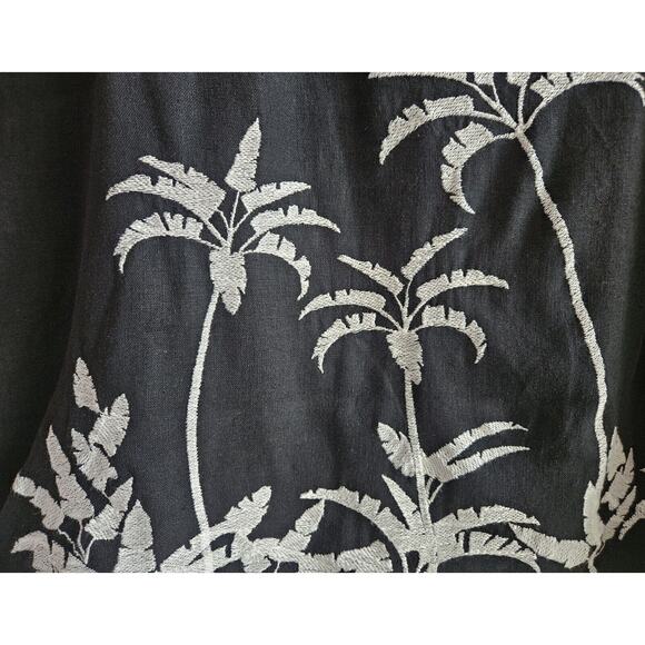 JASON WU Women's Plus 22 22W Dress Black White Embroidered Palms Linen Blend - Picture 5 of 8